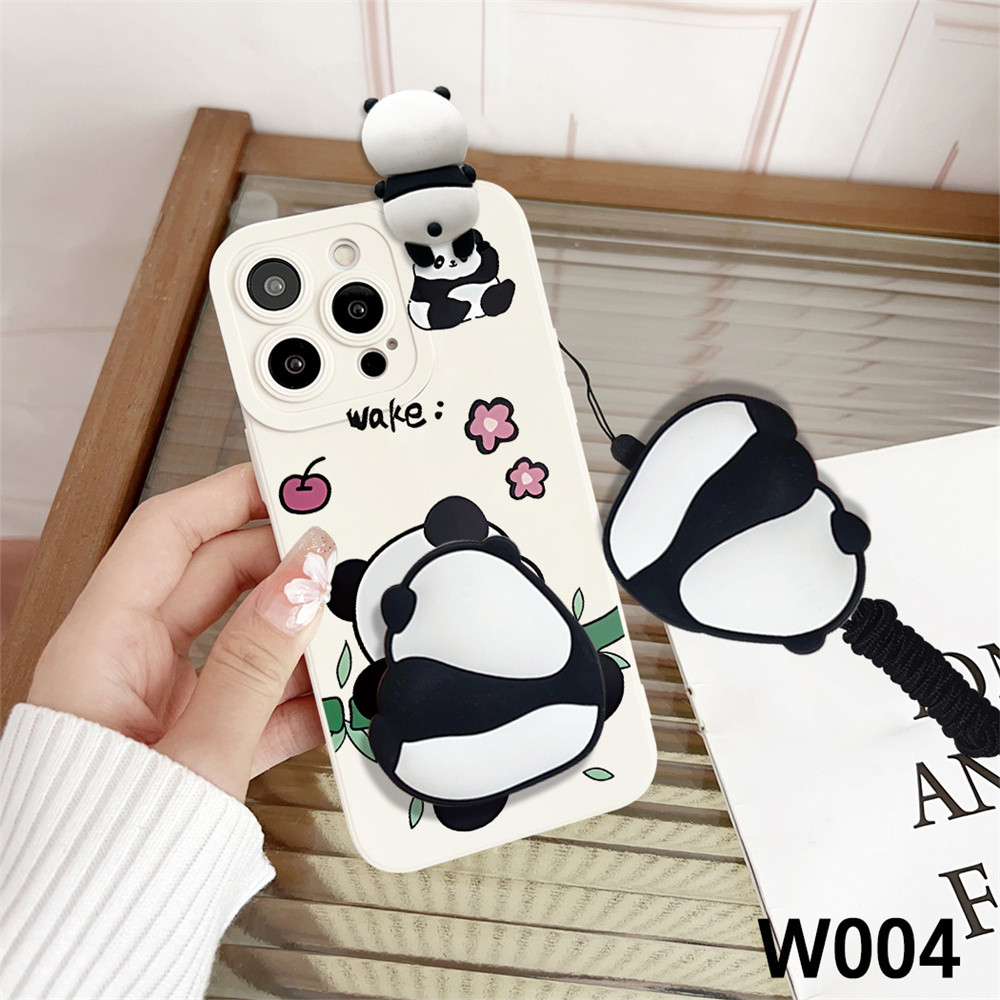 Ốp điện thoại hoạt hình đồ chơi gấu trúc ngộ nghĩnh có dây buộc cho Xiaomi Mi 11 Pro 11 Lite 5G NE Poco M5S X3 NFC X3 F3 X4 F4 GT M4 X4 M3 Pro X3 X6 Pro F5 F6 Pro Vỏ silicon mềm