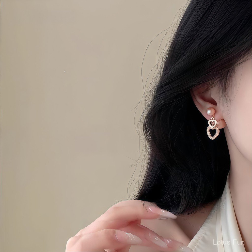 S925 Bạc Kim Tình Yêu Ngọc Trai Bông Tai Nữ Bán Chạy Cao Cấp Bông Tai Nhẹ Sang Trọng Phù Hợp Với Tính Khí Độc Đáo Bông Tai