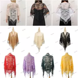Khăn choàng nữ PYCOU, Áo choàng dạ hội rỗng nhiều màu, Áo choàng có tua rua Khăn quàng cổ thời trang
