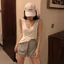 Áo thun VN Loose Fit, Phong cách giản dị sang trọng, Phong cách Hồng Kông, Thiết kế thông minh, Thợ may hở lưng gợi cảm, Áo không tay, Chỉ dành cho nữ, Phong cách mùa hè.