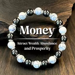 Vòng tay năng lượng Hematite màu trắng Unisex - Hạt trắng / đen bóng Miếng đệm bạc - Sự giàu có Sự thịnh vượng Thu hút thủ công