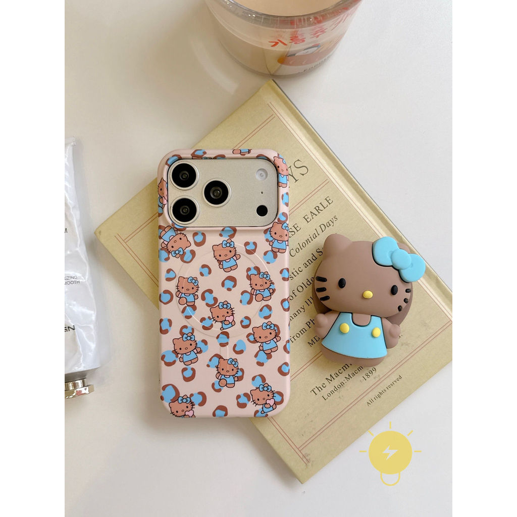Phone Case For iPhone 17 Pro Max 16 15 with Griptok TPU Magnetic Leopard Print Leopard Kitty Aesthetic Korean Cute