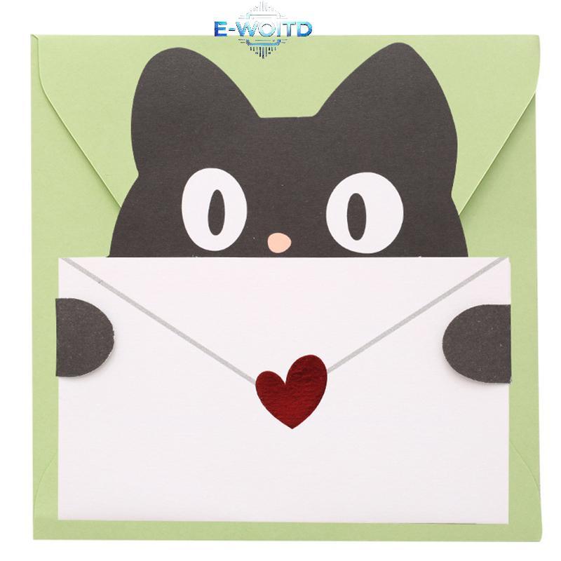 E-WOITD 1 / 9 Chiếc Thẻ Quà Tặng Hoạt Hình Dễ Thương Phong Bì Gấp Thiệp Chúc Mừng Ngày Lễ Bưu Thiếp Động Vật Thẻ Sinh Nhật Cho Sinh Viên Đảng E-WOITD