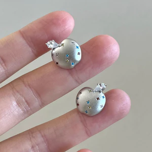 S925 Bạc Kim Cảm Giác Thoáng Mát Ngôi Sao Apple Bông Tai Nữ Niche Phù Hợp Với Micro-Dát Màu Kim Cương Thủ Công Tay Nghề Tinh Tế Cảm Giác Bông Tai