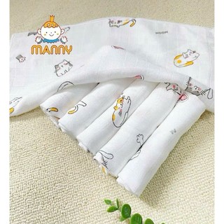 Hộp 5 khăn sữa sơi tre 2 lớp mềm mịn chuyên dùng cho bé sơ sinh Bubbybaby-GV