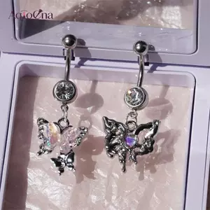 AqToCna Nhiều Màu Sắc Thời Trang Zircon Bướm Trái Tim Thép Không Gỉ Bụng Nút Nhẫn Dành Cho Nữ Rốn Xuyên Nhẫn Gợi Cảm Cơ Thể Trang Sức Quà Tặng AqToCna
