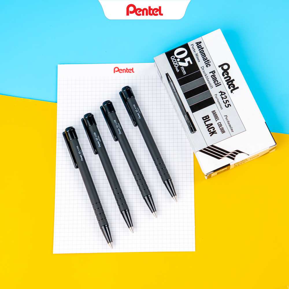 Bút chì kim Pentel A255 0.5mm bút chì bấm phủ cao su chống trượt tiện dụng cho học sinh
