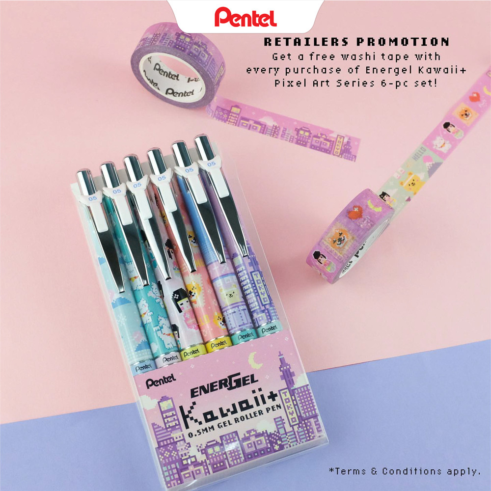 Bút gel Pentel Energel Kawaii BLN75KW mực viết mượt nhanh khô không lem bền màu