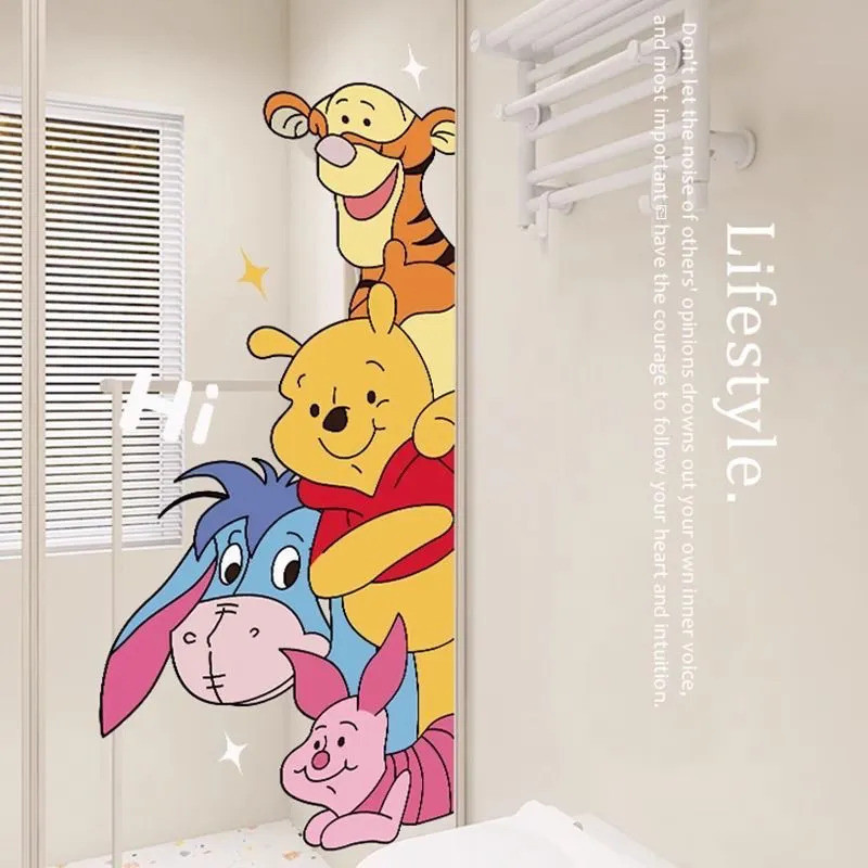Hoạt Hình Dễ Thương Trầy Xước Phòng Tắm Vệ Sinh Winnie the Pooh Chống Va Chạm Sáng Tạo Trang Trí Dán Cửa Nhà Bếp Tủ Lạnh