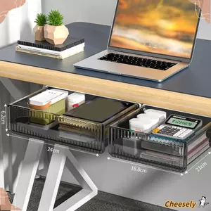 Hộp lưu trữ kệ để bàn CHEESELY, Hộp lưu trữ kéo ra treo ngăn kéo dưới cùng, Lưu trữ vô hình chất lượng cao Ngăn kéo ẩn dung tích lớn