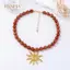 PNPIA- Mới Kim Loại Vintage Mặt Dây Chuyền Hoa Mặt Dây Buộc Handmaed Đính Hạt Choker Nelace Cho Nữ Ngày Lễ Trang Sức Quà Tặng