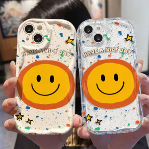 Ốp Lưng Cho OPPO A6 A5X A3 A96 A95 A92 A77S A76 A74 A60 A58 A57 A54 A53 A52 A38 A18 A17 A16 A15 A5 A9 A3S F9 Pro Kem Sóng Cong Cạnh Mtif Mặt Cười NYK143
