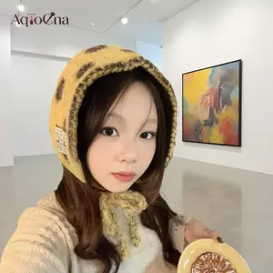 AqToCna Mùa Đông Bé Gái Dệt Kim Bịt Tai Màu Sắc Dễ Thương Chấm Nữ Dây Đeo Bảo Vệ Tai Nữ Ấm Áp Đa Năng Earflap AqToCna