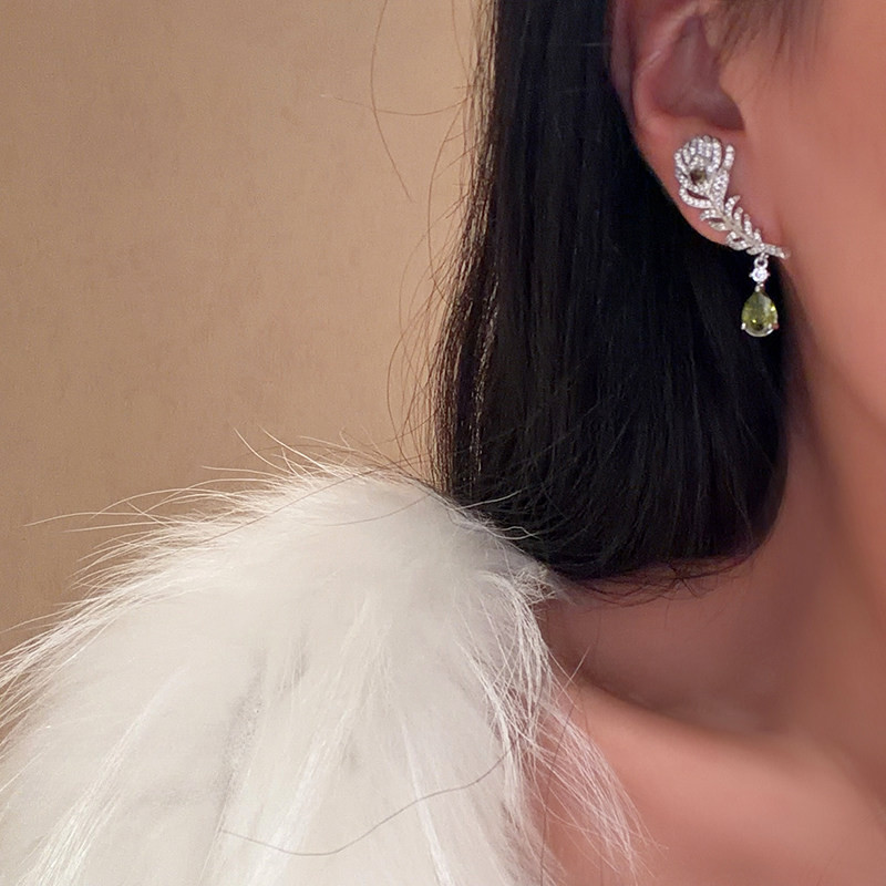 T Sang Trọng Nhẹ Sang Trọng Bông Tai Zircon Dài Tinh Tế Thanh Lịch