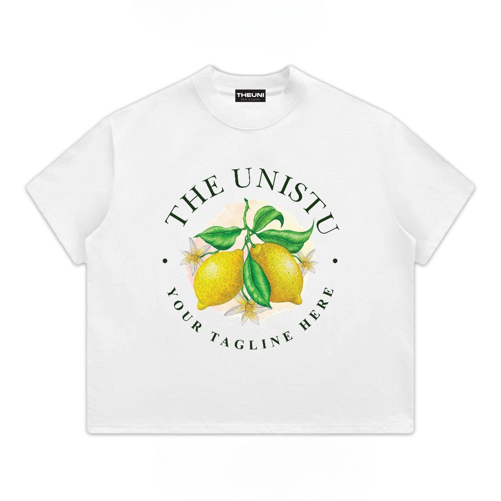 （Giao hàng 24h）Angela Áo Thun Trắng Boxy Mùa Hè Trái Cây Nhiệt Đới 2 100% Cotton 220gsm Năng Động Trẻ Trung