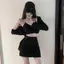 Dây chuyền Cardigan dài tay phong cách phương Tây gợi cảm Áo yếm eo cao ôm sát hơn Váy gói hông Bộ đồ ba mảnh mùa xuân thu