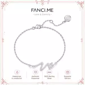 FANCIME "Into You" Paved CZ Stone Wave Bar Vòng tay bạc Sterling