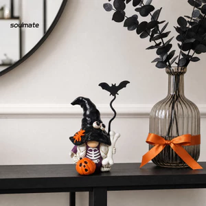 Linh hồn| Tượng Gnome Halloween Chi Tiết Râu Gnome Trang Trí Halloween Gnome Hình Lùn Nhựa Nhỏ Với Bí Ngô Bát Đầu Lâu – Trang Trí Để Bàn Ma Quái Cho Gia Đình Tầng Trà