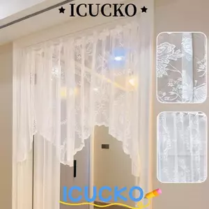 ICUCKO Rèm Nhà Bếp, Rèm Cửa Sổ Cong Ren, Thời Trang Bướm Trắng Ngắn Vách Ngăn Rèm Cửa Sổ Khăn