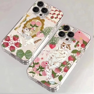 Ốp Điện Thoại Cho Samsung Galaxy S26 S25 S24 Ulta Plus S25 S24 FE S26 Edge 5G Vỏ Dâu Trái Cây Hoạt Hình Mèo TPU Động Vật Trong Suốt Silicon Mềm Chống Sốc Họa Tiết Dễ Thương