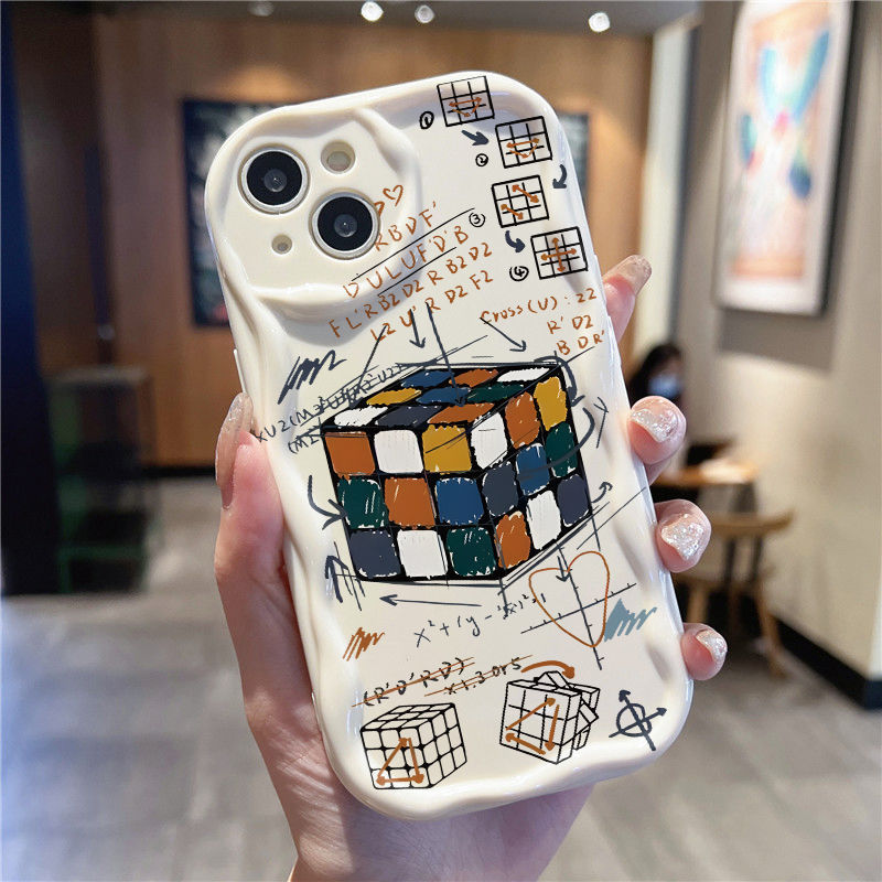 Ốp Lưng Cho Samsung Galaxy S26 S25 S24 S23 S21 S22 Plus Ultra 20 FE J7 Prime A03 A03S A02 A02S M02 A12 M12 A20 A30 Kem Vồng Cong Edge Motif Magic Cube NYK161