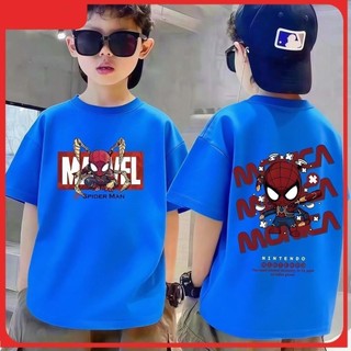 Áo Thun bé trai Marvel Spider-Man Tay Ngắn Cho Trẻ Em, In Hình Hoạt Hình, Vải Cotton Mềm, Phong Cách Mới 2026
