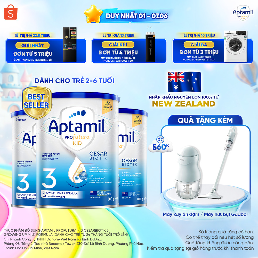 [MUA LÀ CÓ QUÀ] CB3 Sữa bột Aptamil Kid Cesarbiotik New Zealand số 3 - Synbiotic đặc chế