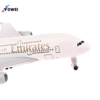 Mẫu máy bay kim loại YOWEI 20cm 1: 400 Emirates Airbus A380 Bản sao kim loại Chất liệu hợp kim Mô phỏng hàng không Trẻ em Bé trai Quà tặng VN