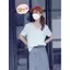 Áo thun cổ chữ V Cotton mùa hè Phong cách Hàn Quốc dáng rộng Phong cách đơn giản Thiết kế thích hợp hàng ngày Tay ngắn cơ bản thông thường