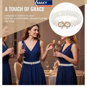 Dây thun dây thắt lưng MAKY đính đá ngọc trai cho những dịp thanh lịch VN