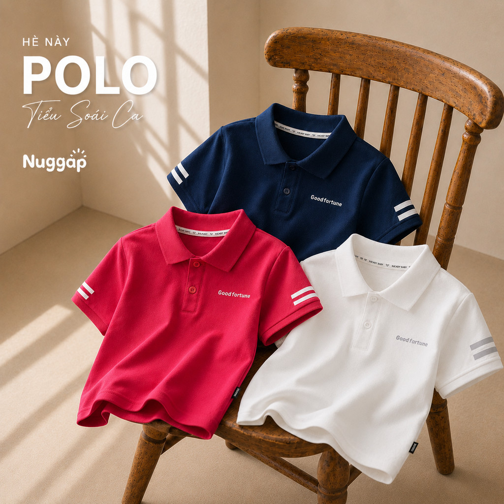 Áo Polo Bé Trai Áo Thun Có Cổ Trẻ Em Vải Cá Sấu Cotton Thoáng Mát FORTUNE NUGGAP
