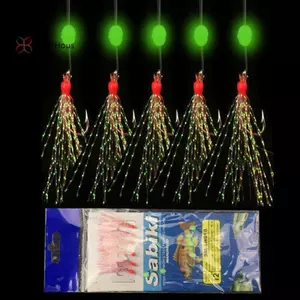 < WHPHous-t > 6 Cái / bộ Mồi Dây Dài Dạ Quang Mồi Câu Cá Dây Thép Carbon Móc Cá Đẹp