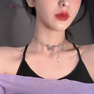 AqToCna Thời Trang Bướm sel Nelace Cho Nữ Rỗng Xương Đòn Dây Chuyền Đơn Giản Bướm Tính Khí Trang Sức Nelace Hình Học Trang Sức AqToCna