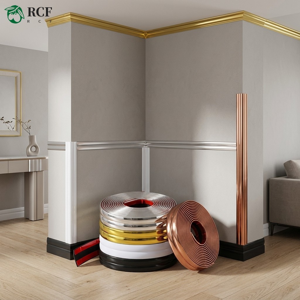 Dải trang trí tự dính PVC 5m Cạnh thẳng Bảo vệ góc Viền chống nước hiện đại