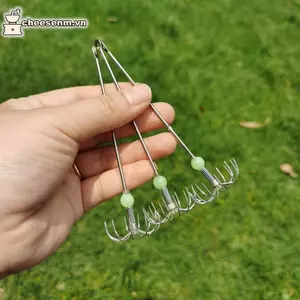 Cheenm Thép không gỉ Hai Lớp Ô Móc Mực Bạch Tuộc Câu Cá Jig Móc VN