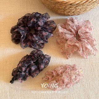Yoing / Retro Floral Gạc Scrunchy Phụ kiện tóc buộc tóc