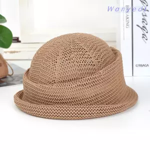 WANYEDI Ống Hút Thuốc Mũ, Thoáng Khí Uốn Cạnh Nghệ Thuật Họa Sĩ Mũ Nồi Mũ, Dệt Thanh Lịch Mùa Hè Vòng Tròn Top Mũ Rơm Mũ Chống Nắng