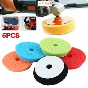 ITRUMPET 5 cái / bộ Miếng bọt biển đánh bóng tự động, Bộ miếng đánh bóng ô tô tròn 3 / 4 / 5 / 6 / 7 Inch, Miếng đánh bóng tự dính có thể tái sử dụng cho máy đánh bóng ô tô Máy sấy khô