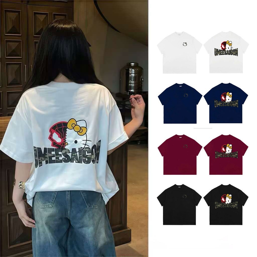 （Giao hàng 24h）Angela Áo thun nữ đen in hình HelloKitty 100%Cotton Form Rộng áo girl phố style xinh áo thun Local Brand