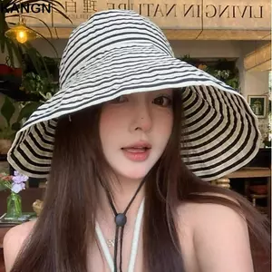 Mũ chống nắng KANGN, Mũ lưỡi trai sọc rộng thoáng khí, Unisex Nhẹ chống tia cực tím Có thể gập lại Mũ mùa hè Du lịch mùa hè