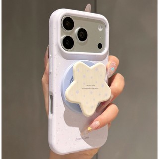 Sang Trọng Màu Tím Toàn Màn Hình Bắn Mực Từ Ngôi Sao Đứng Ốp lưng Thích Hợp Cho iPhone17 Pro Max 16 15 14 Pro Max Chống Sốc Bảo Vệ Camera Ốp Lưng Cứng Chống Rơi