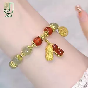 Vòng Tay Đậu Phộng và Bông Tai Kẹp Giả Ngọc - Trang Sức Thanh Lịch Cho Bạn Gái