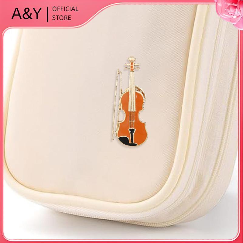 A & Y 1 Cái Huy Hiệu Dàn Nhạc Giao Hưởng Nhạc Cụ Vui Nhộn Men Trâm Cài et Clarinet Saxophone Hình Violin Chân Vàng.