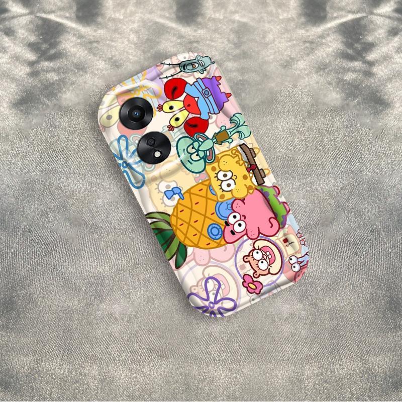 Thích hợp cho OPPO A18 A38 A58 A60 A17 A17K 4G 3D Điện thoại thông minh TPU mềm SpongeBob SquarePants Vỏ điện thoại chống sốc