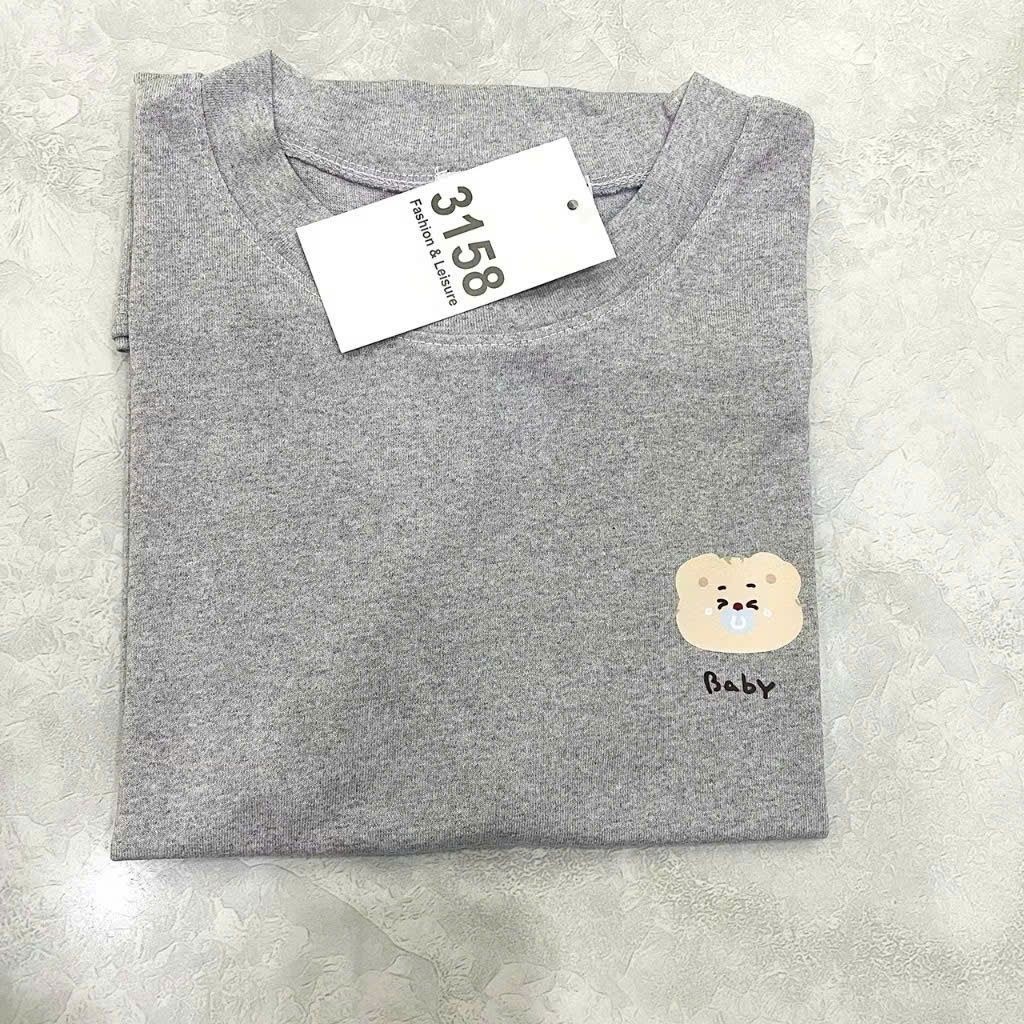 Áo thun nữ 3158 cotton khô, áo thun nam nữ form rộng mẫu- Gấu Baby -quanaounisex94