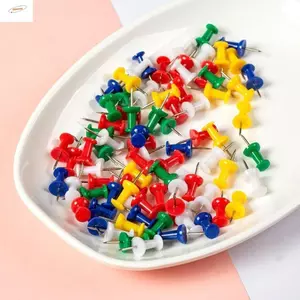 ZENZON 35 / 100 CÁI Kẹp bấm ngón tay cái, Nút bảng nút Nút chân Bảng tack Chân đẩy, Thẻ treo tường đầy màu sắc Hình ảnh Kẹp ngón tay cái bằng nhựa Văn phòng trường học