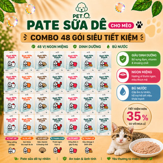 [Combo 48 Gói] Pate PetQ 70g Cho Mèo Goat Milk, Giàu Omega 3 DHA EPA - Wanna Pet