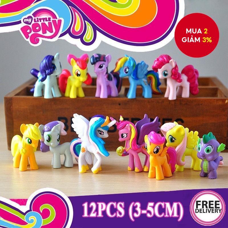 12 Cái / bộ Màu Ngẫu Nhiên My Little Pony PVC Cake Topper Nhân Vật Hành Động Cho Trẻ Em / Bé Gái