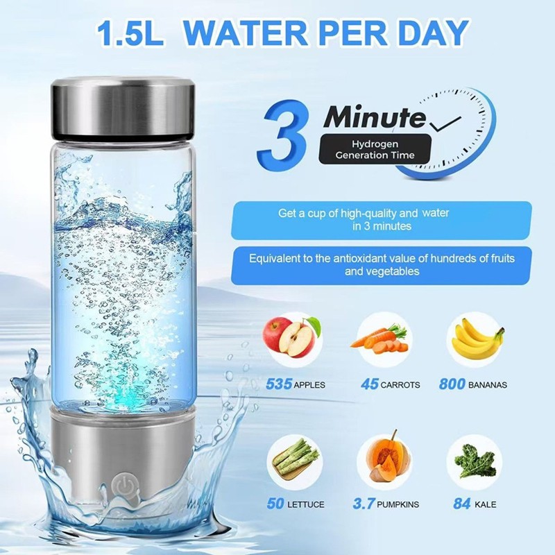 Bình nước hydro di động 16OZ, có thể sạc lại cho du lịch, gia đình,