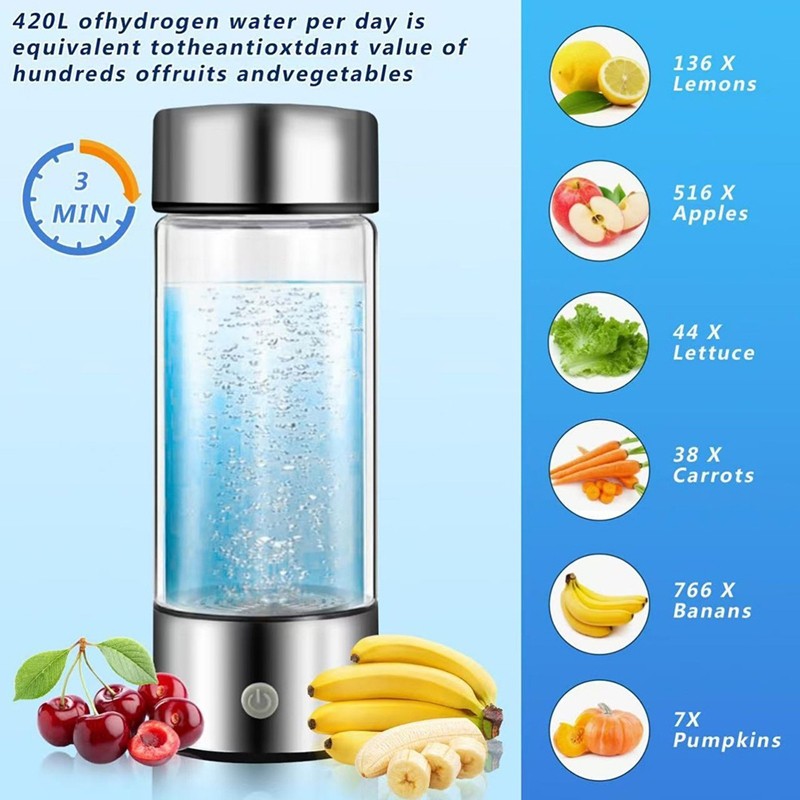 Bình nước hydro di động 16OZ, có thể sạc lại cho du lịch, gia đình,